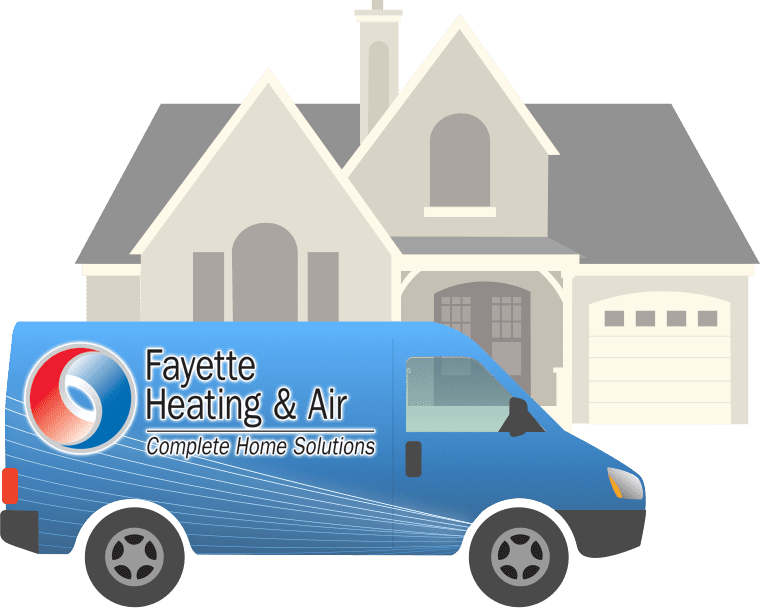 Fayette HVAC truck in front of house